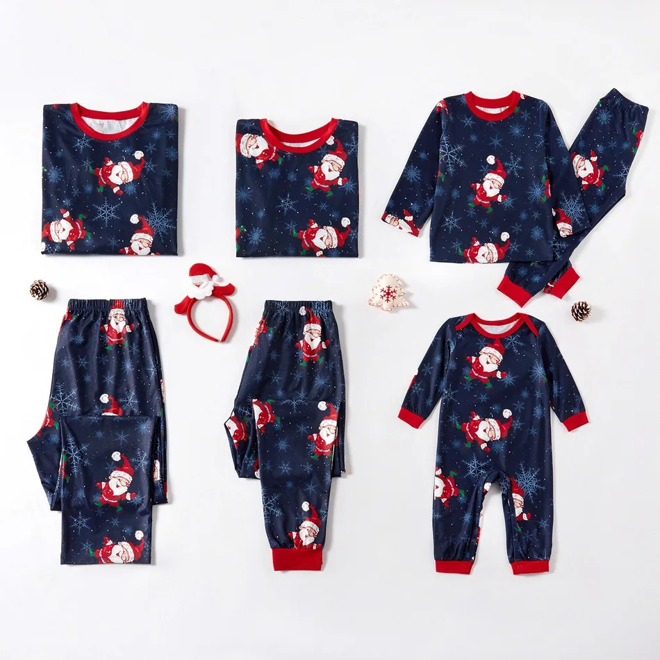 

Hot Sale Christmas Set Comfortable Home Sleepwear Christmas Family Pajamas Sets, Navy or customized color