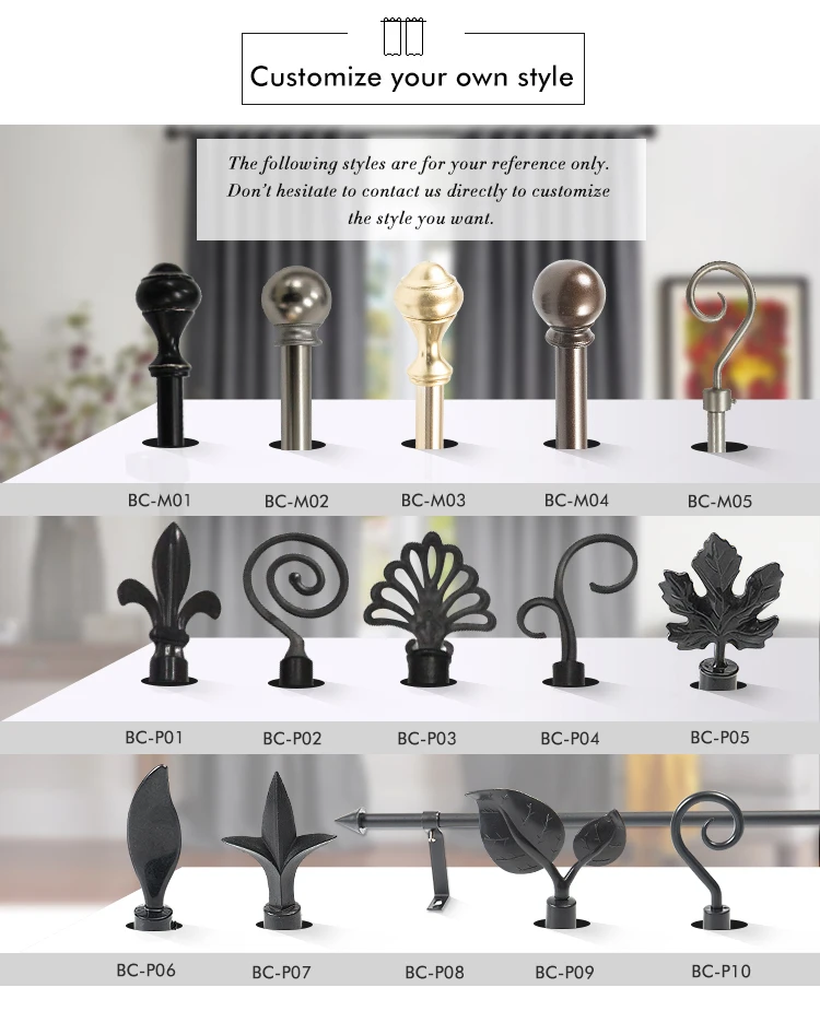 Hot Sale Curtain Rod Set Iron Metal Poles Cheap Curtains Rods Living