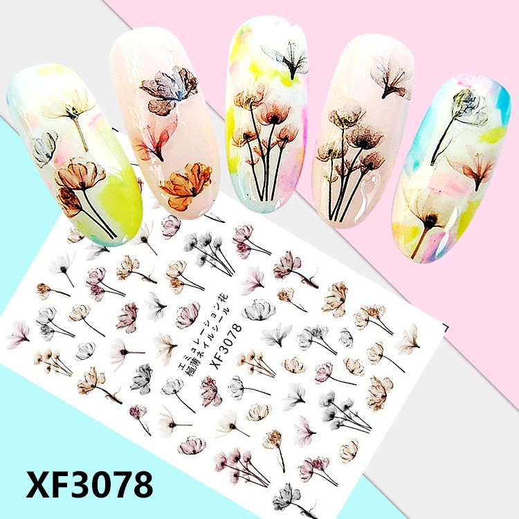 

XF3001 Japan Korea Ultra thin 3D Nail Self-adhesive Stickers Decals Nail Art Wraps Tips Decoration DIY Beauty Accessories