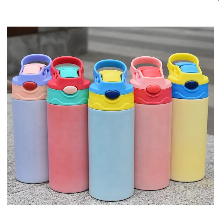 

Totally straight 12oz Kids girl sippy water bottle with Autospout Insulated Stainless Steel UV sun light changing