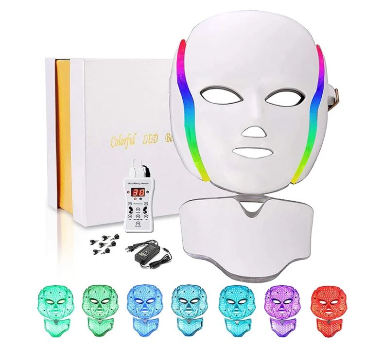 

7 Color Light Therapy Mask Facial Skin Care with Neck Care Anti Aging Wrinkles Skin Tightening Wrinkles LED Face Mask