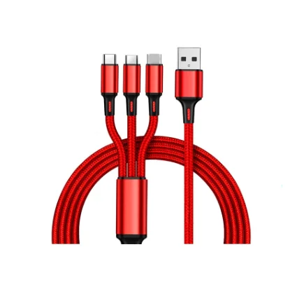 

5A 3A qc 3.0 Quality Fast Charging 3 IN 1 8Pin USB Type C Universal magnetic data smartphone Micro USB Cable line, Black+blue+red