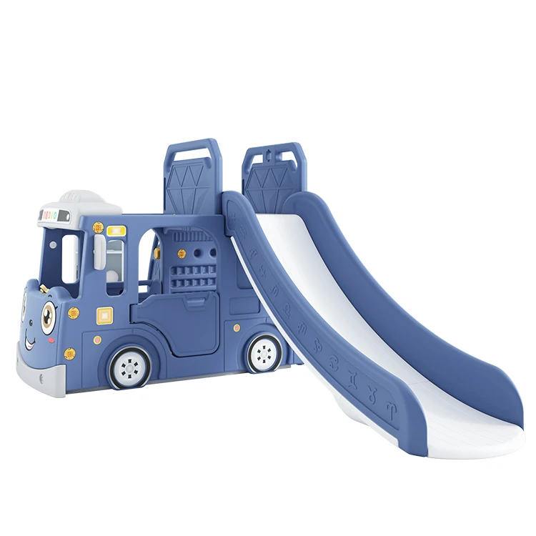 

HOT SALE indoor kids plastic toy car slide with swing, Blue/pink.