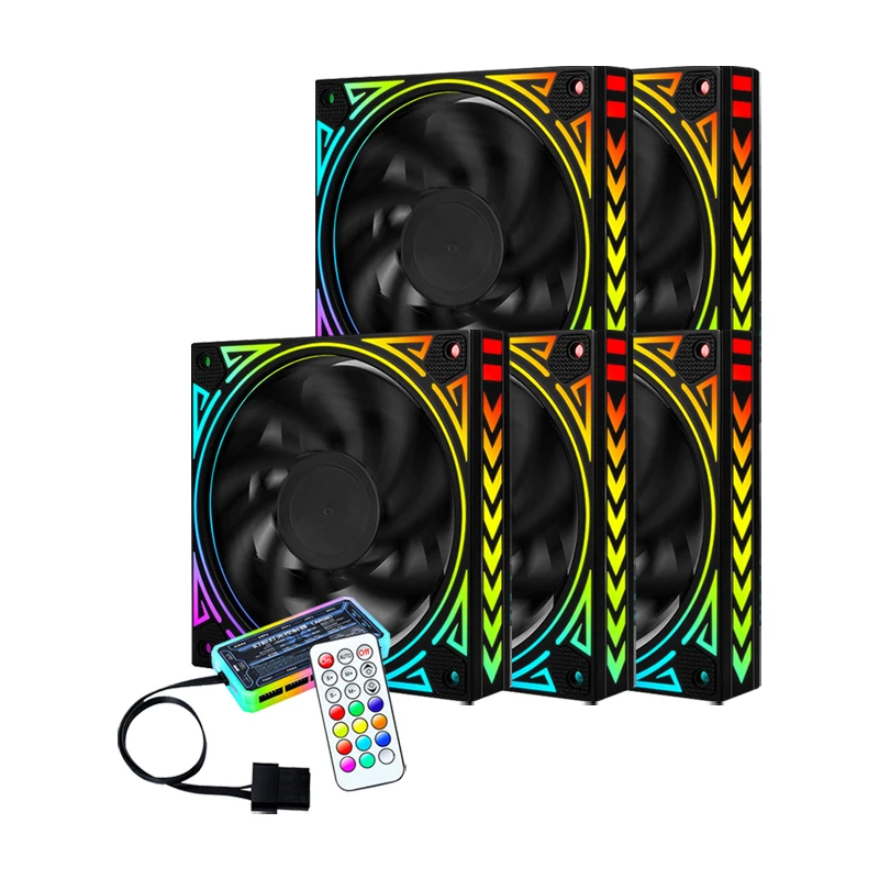 

High Speed Silent Tower Fan RGB 12V Radiator Ventilador Fan Power Supply PC Case Fan 6pin ARGB Controller Set, Rgb led fan