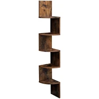 

VASAGLE 5-Tier Floating Wall Shelf with Zigzag Design, Bookshelf, Rustic Brown Corner Shelf