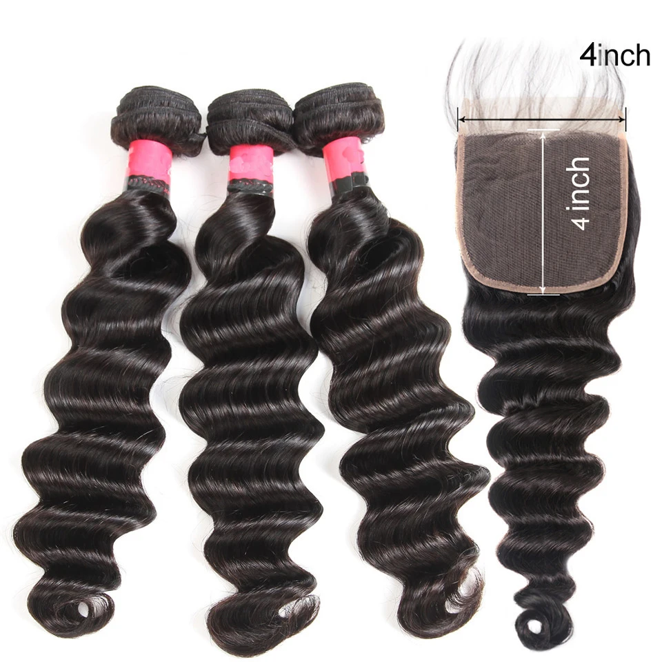 

Funtoninght 100% virgin cuticle aligned hair virgin hair extension hair closure loose deep brazilian bundle with closure