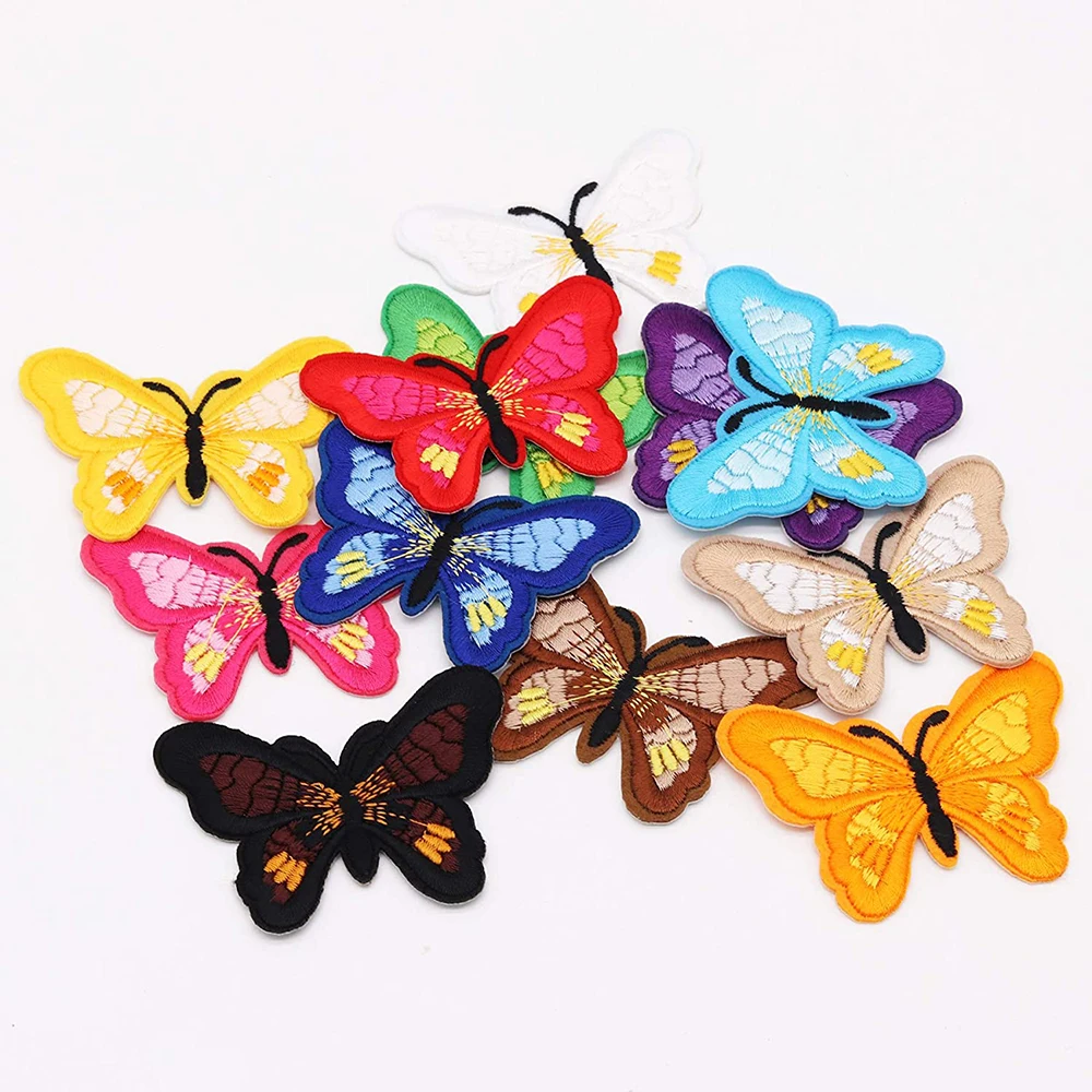 

Custom embroidered patches sew on jacket cute butterfly design applique patches for jeans, Any color is available