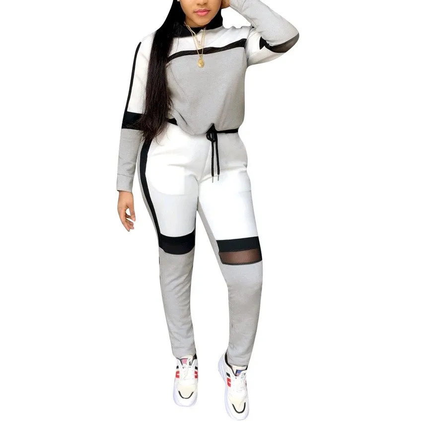 

Hot Sale Cheap Fashion Casual Women's Stitching Solid Color Women's Two-Piece Set, Custom