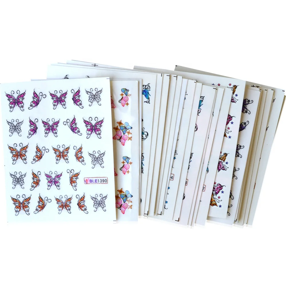 

30 Sheets Summer Colorful Slider Designs Nail Art Sticker Watermark DIY Butterfly Colorful Tips Nail Decals Manicure Tools