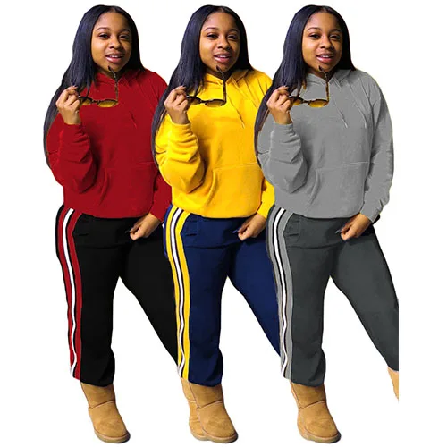 

Girls' Women Fall Fashion Fleece Joggers Clothing Two Piece Set Plus Size Cargo Track Sweat Pants Hoodies 2 Piece Set Outfits, Yellow, gray, green, black, pink, blue