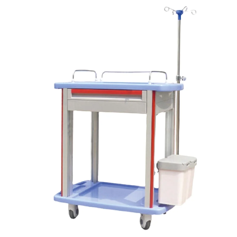 

High Quality ABS Hospital medicine IV cart infusion trolley treatment trolley with draws for Hospital clinic, Blue