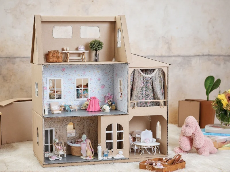 Eco-friendly diy dollhouse using recycled cardboard and fabric scraps
