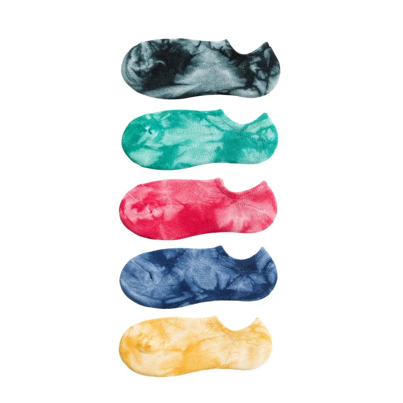 

Fashion new wholesale tie dye footie cotton invisible no show socks women