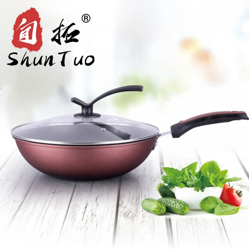 

Induction Cooker Gas Stove 34cm 32 cm Rustless smokeless iron korea iron handmade non-stick pre seasoned wok, Customized color