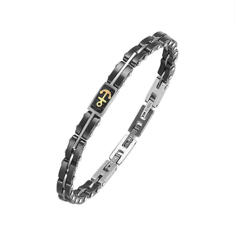 

Wholesale Luxury Men Black Jewelry Stainless Steel Men Anchor Bracelets