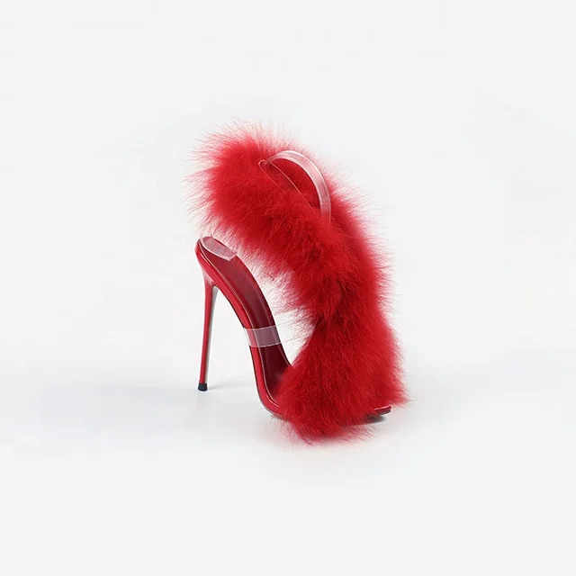 

fox fur point-toe pumps red sexy ladies wearing sandals luxury ladies heels