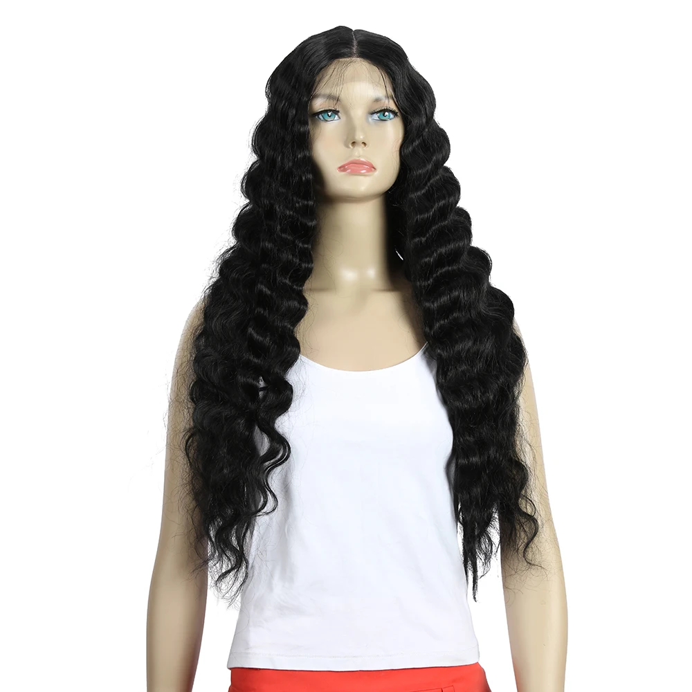 

Sleek Swiss Cheap Long 28 Inch Wavy Lace Front Wigs For Black Women Synthetic Blonde Cosplay Wig Heat Resistant Synthetic Wigs, Picture