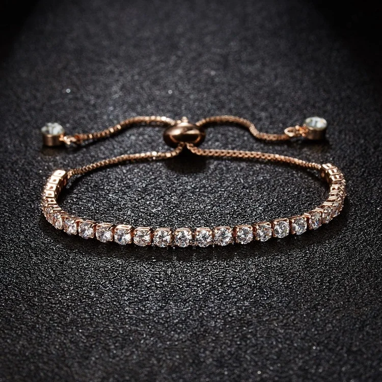 

Copper Cubic Zirconia Classic Bracelet for Women Adjustable Slider Chain Tennis Bracelet
