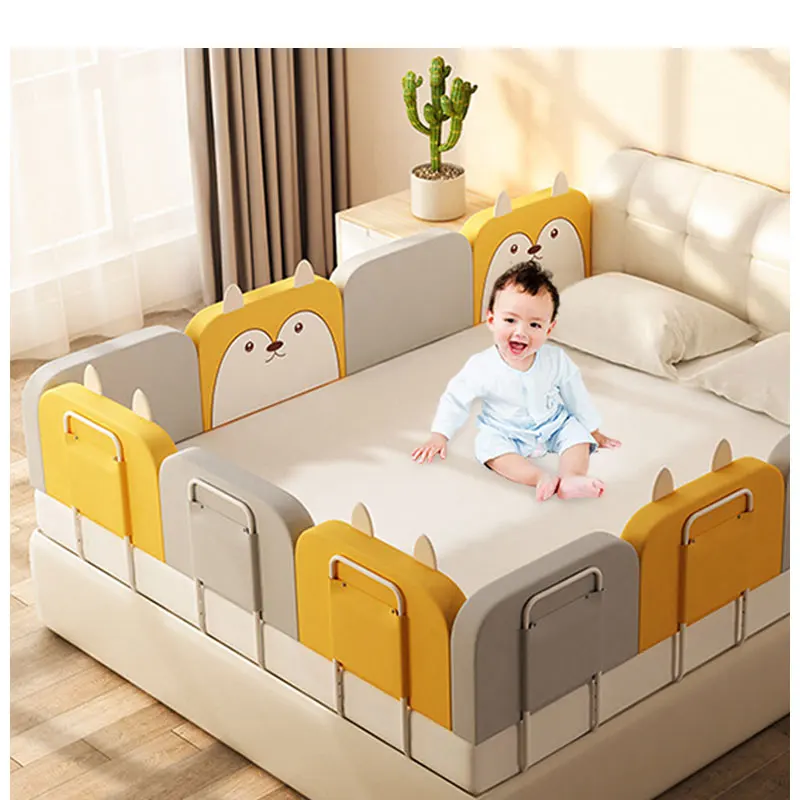 

Baby Large Bed Fence, Children Safety Bed Fence/, Pink/gray/yellow