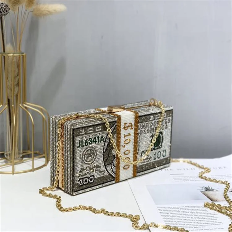 

Women Money Evening Clutch Bags diamond painting chain Wedding Purses and Handbags luxury designer, Picture