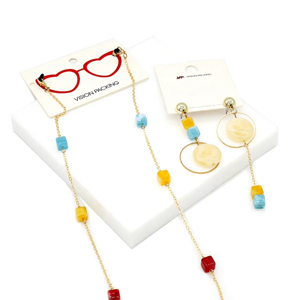 

Aluminum Asymmetric Sunglasses Holder Face Masking Lanyard Assorted Beads Necklace Eyeglasses Chain, As shown or customized