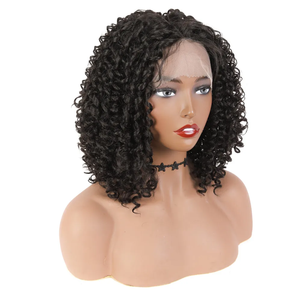 

Kinky Curly Synthetic Lace Front Wig Bob Short Loose Curl Hair Wigs for Daily Cosplay Afro Black Women Classical Hairstyle