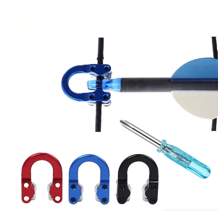 

Archery D Loop Compound Bow Metal Ring Release Nocking D Loop with Screwdrivers, Black, red, blue