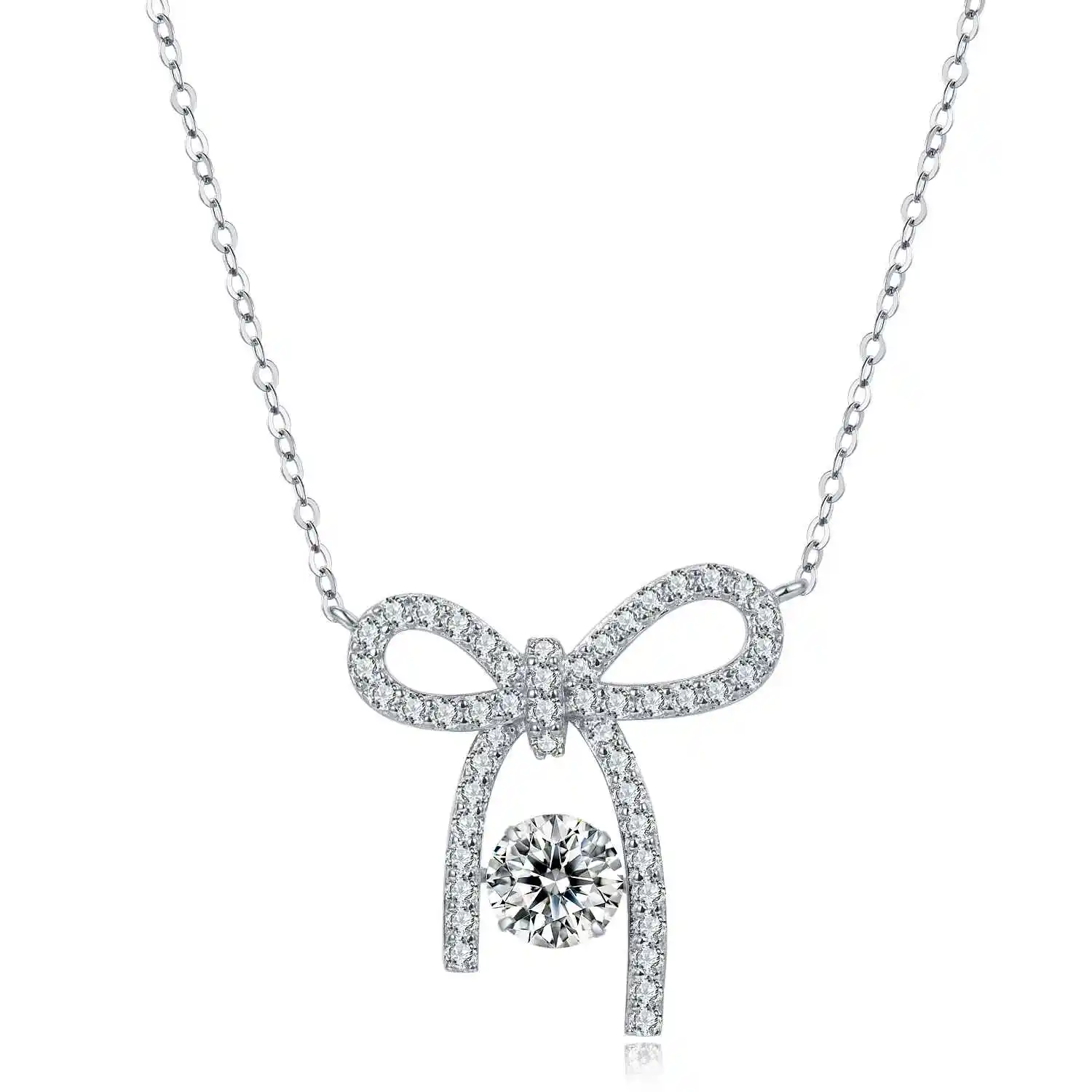 

Tianshizhiyue New Bow Diamond Necklace 1ct D/VVS 3EX Moissanite diamond stud necklaces