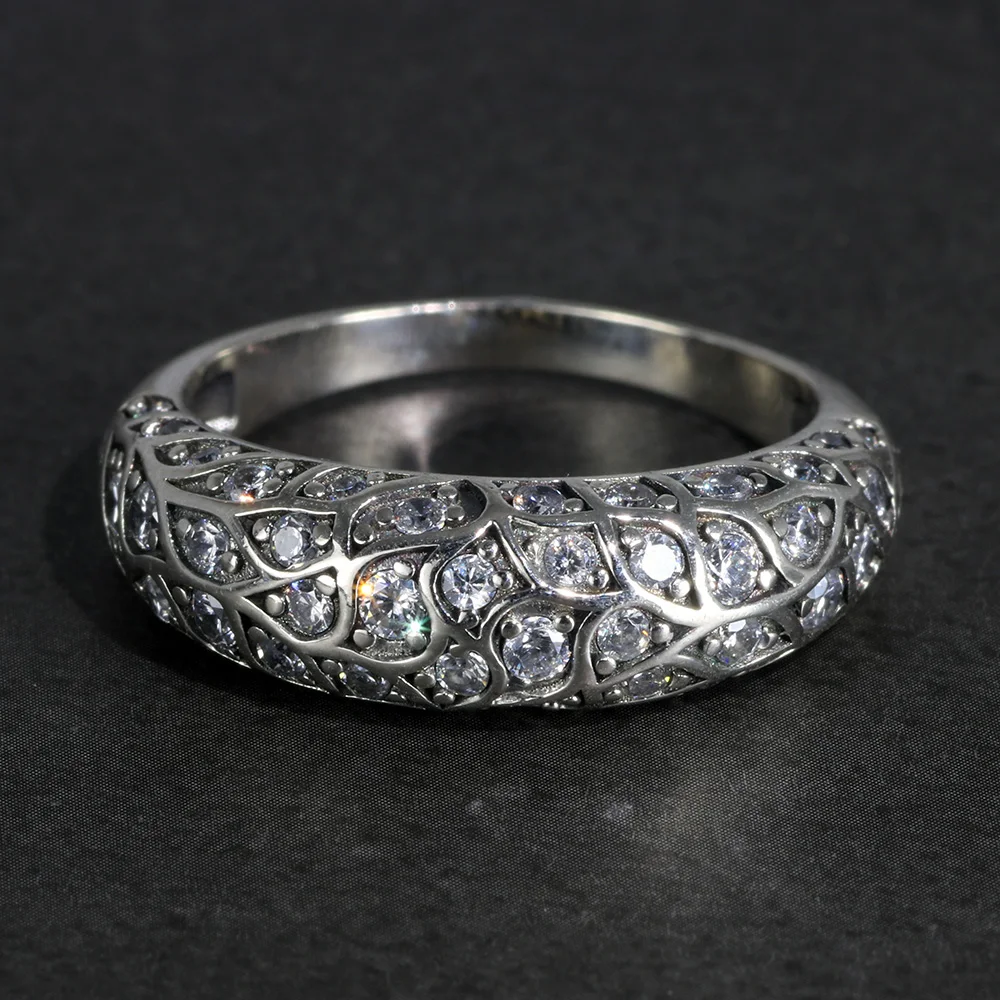 

Fashion Elegant Inlaid Zircon Stone Sterling Silver Jewelry Women Rings