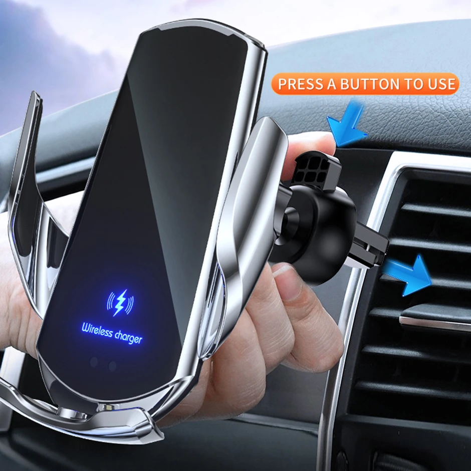 

Automatic Clamping 15W Fast Car Wireless Charger for Samsung S21 S20 iPhone 13 12 11 XS XR 8 Infrared Sensor Phone Holder Mount