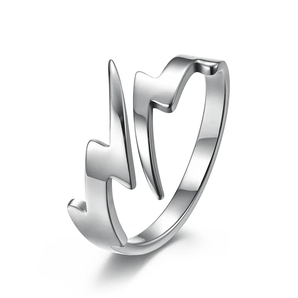 

Fashion simple ins stainless steel mens lightning bolt finger ring