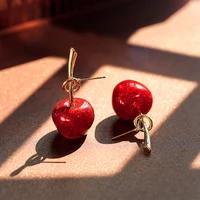 

Red Cute Small Cherry Earrings For Girls