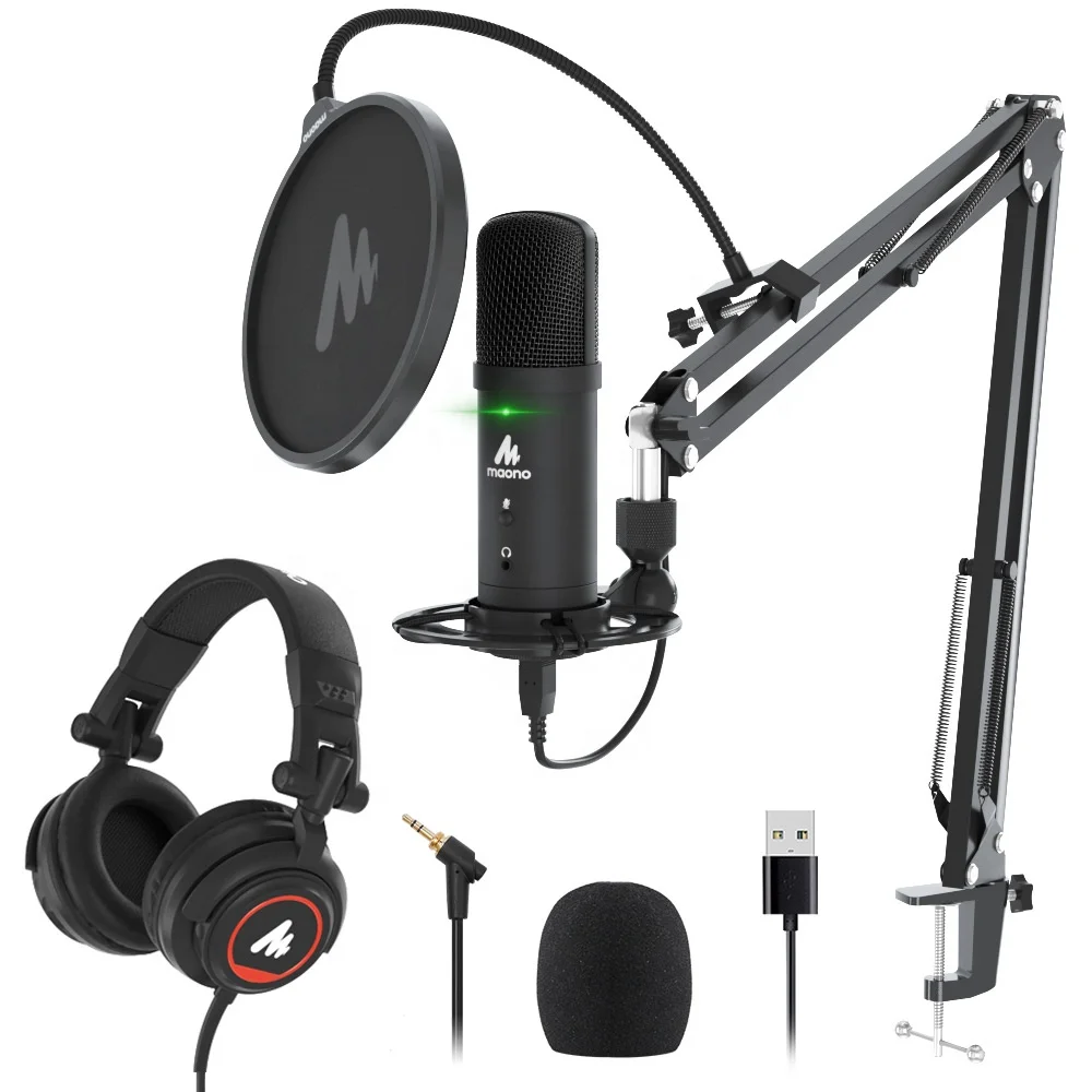 

MAONO Condenser USB Studio Microphone Kit Laptop USB Microphone With Monitor Headphone