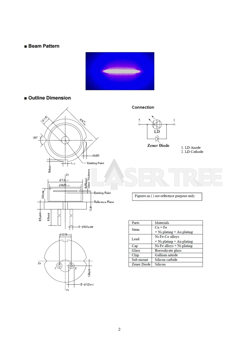 450nm 5W high power blue laser diode,with FAC compressed spot technology linear beam spot