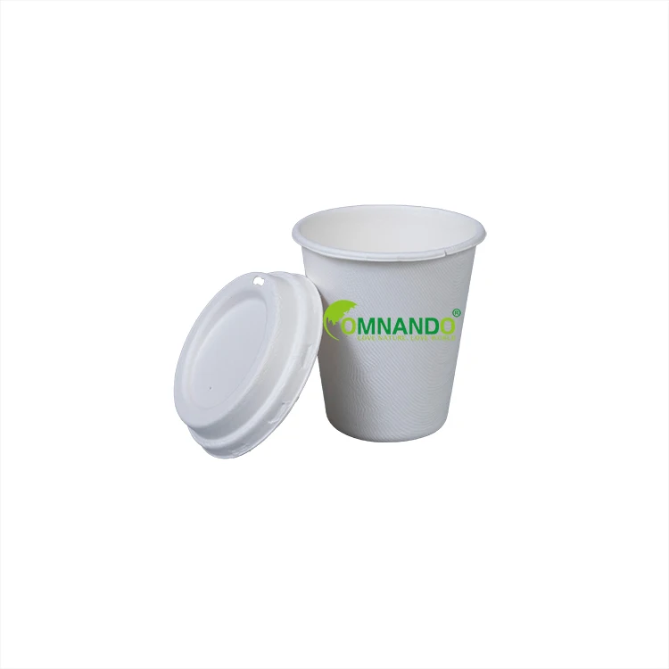 

New Arrival 8oz sugarcane bagasse pulp drinking cup lid disposable white  bagasse paper hot cold water coffee cup lid