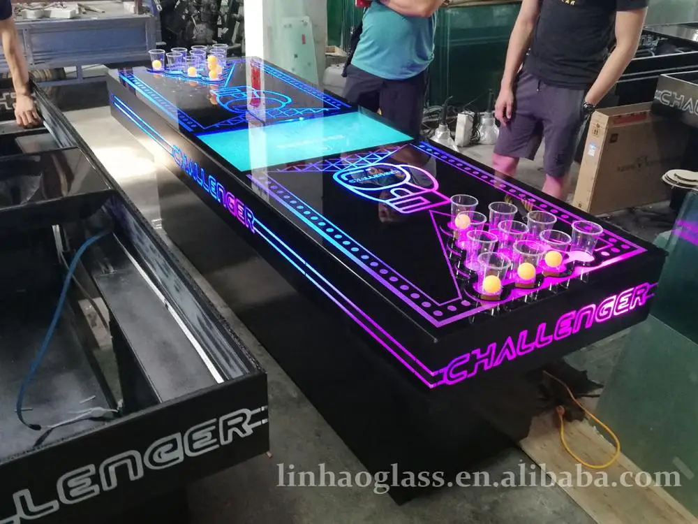 
LED light up customize printing beer pong table with cabinet, metal foldable machine beer pong table custom 
