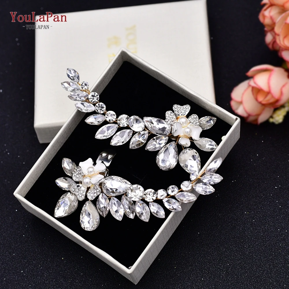 

YouLaPan X35 Hot Sale Shoe Clips Removable Rhinestone Shoes Charms Shiny Buckles Wedding Bridal Decoration Accessory, Silver