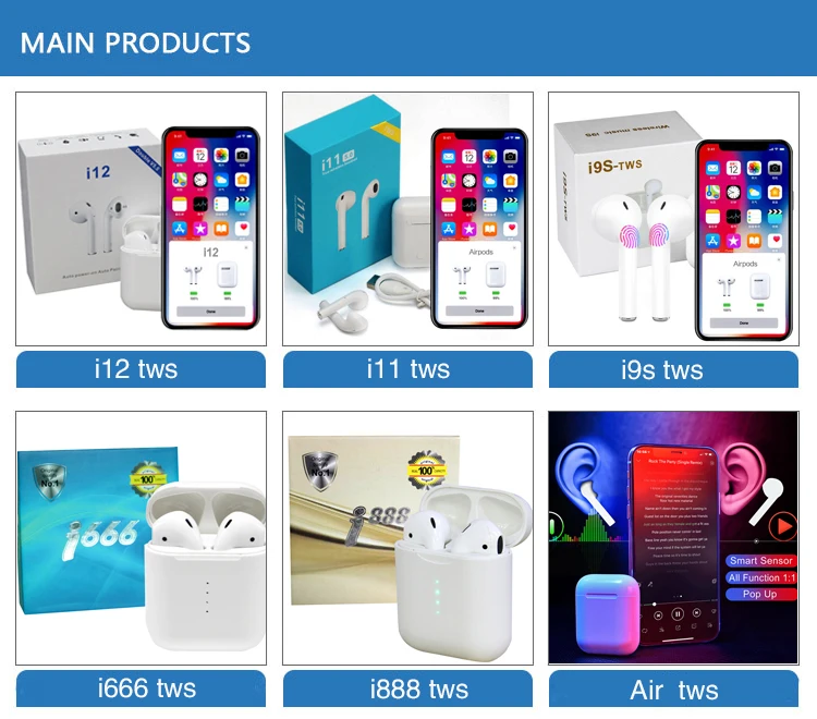 I666 Tws Blue tooth 5.0 Earbuds I12 Tws 1:1 Size pop-up Earphones Support Touch Control Charging Binaural Calling i9s i10tws - ANKUX.COM