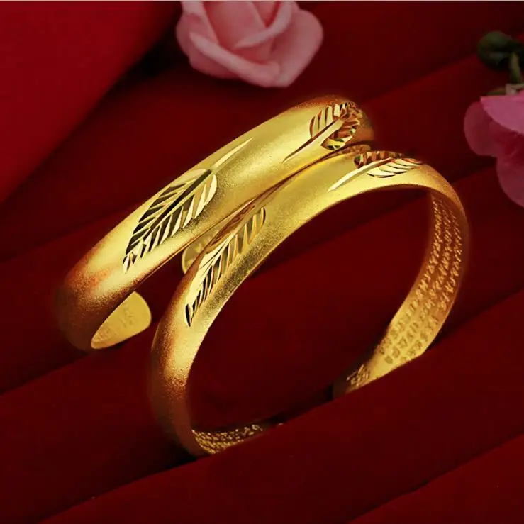 

opening classic bracelet Gold plated bracelet retro Heart sutra women bracelet 24k gold bangle Free shipping party jewelry