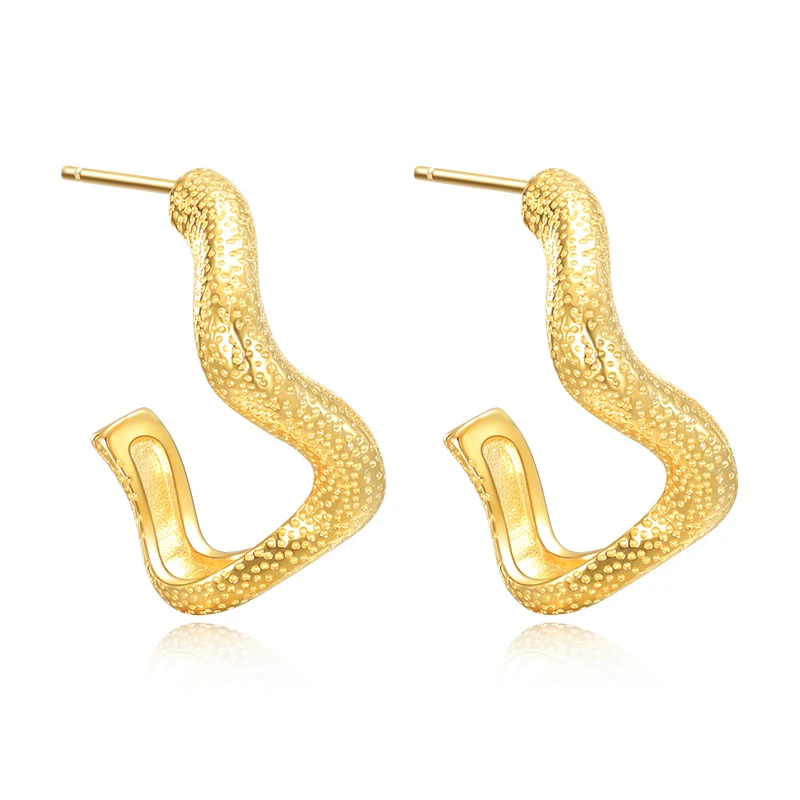 

Exaggerated S925 Sterling Silver Irregular Line Earrings Female Long Geometric S-Shaped Drop Earrings Fine Jewelry, Gold color