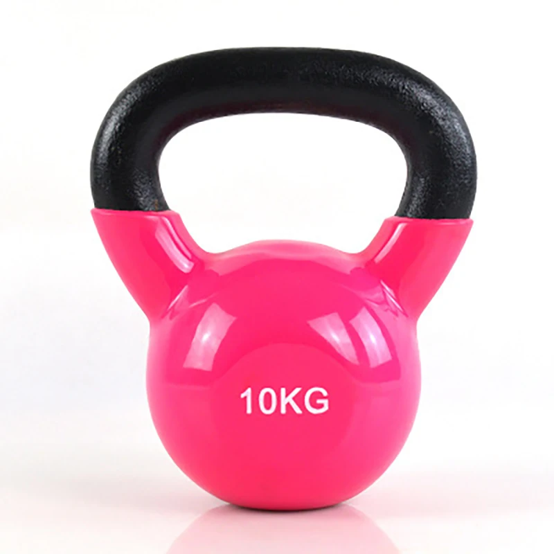 

Home gym custom logo cross fit colored vinyl coated 10kg cast iron rubber kettlebell