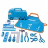 Hispec 17 pc children kids real tool set kit for kids DIY with Blue Garbage Truck Toy Tool Box