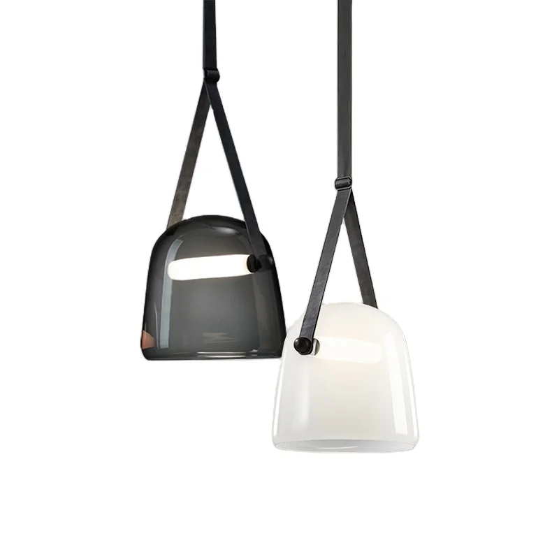 

Simig lighting postmodern lampara led colgante creative glass leather pendant light for bar restaurant coffee shop
