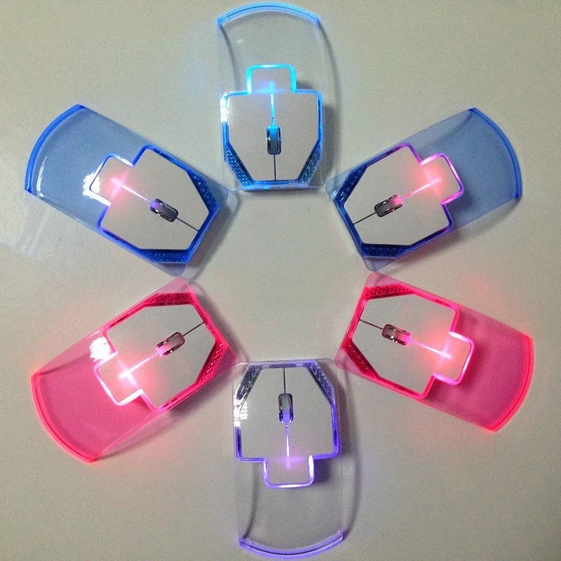 

New Product Transparent Optical Mouse Fashion Creative Colorful Light Flashing USB Wireless Mouse Computer Accessories, White,pink,blue,green