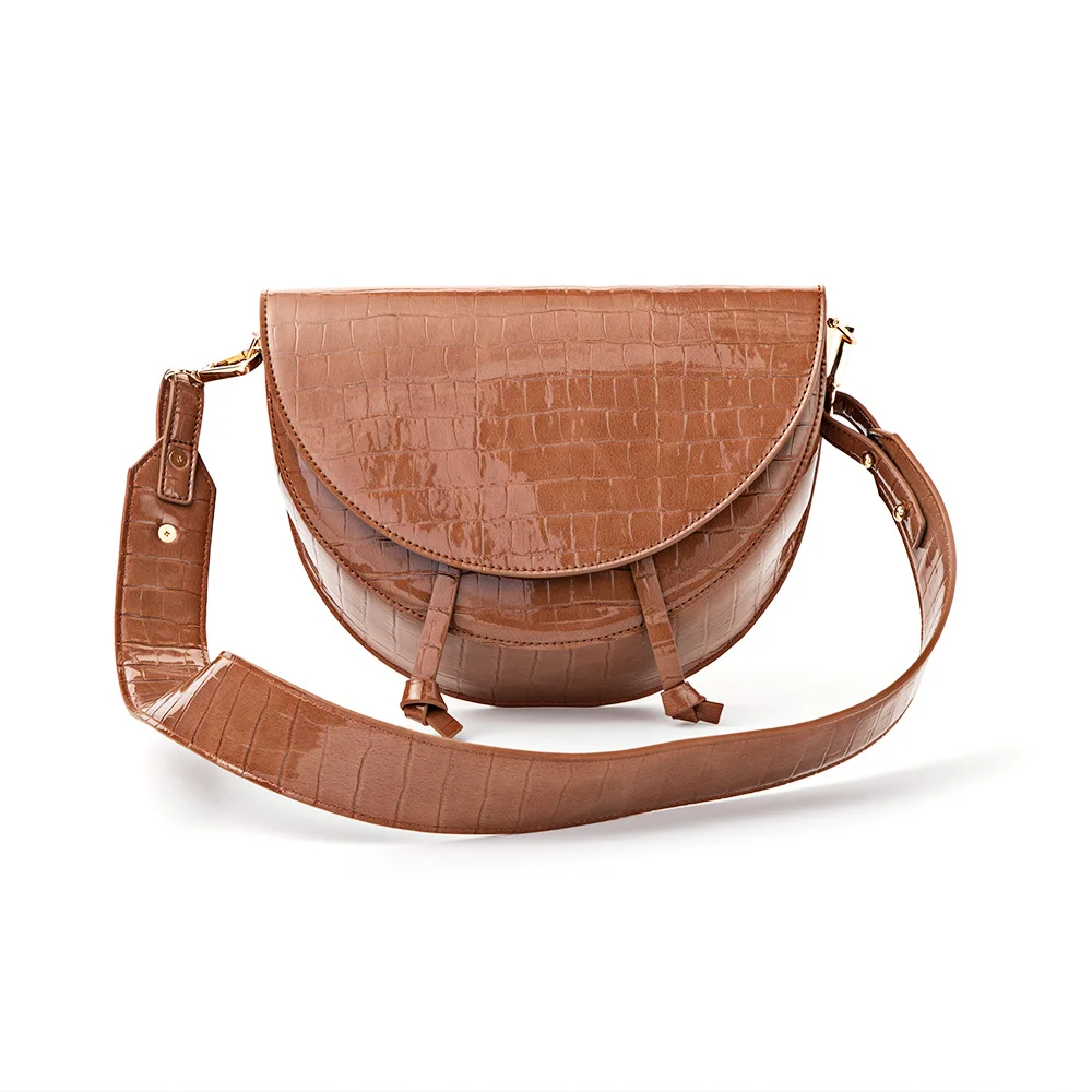 

Wide Shoulder Strap Women Crocodile Small Saddle Crossbody Bags
