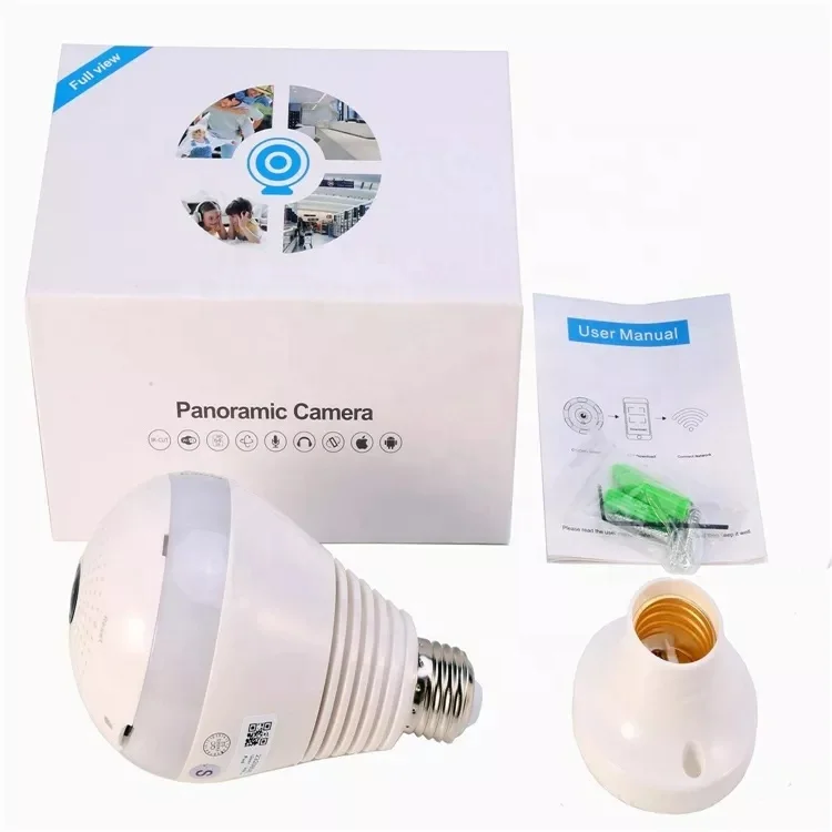 

QZT Wireless Ip Camera Bulb Light Wifi Fisheye 5MP 360 Degree Mini Camera Home Security Wifi Panoramic Camera Lamp