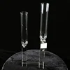 NEW!! 2 arms crystal cut cube glass votive candle stick holders for dinning / wedding table decoration with lamp-chimney