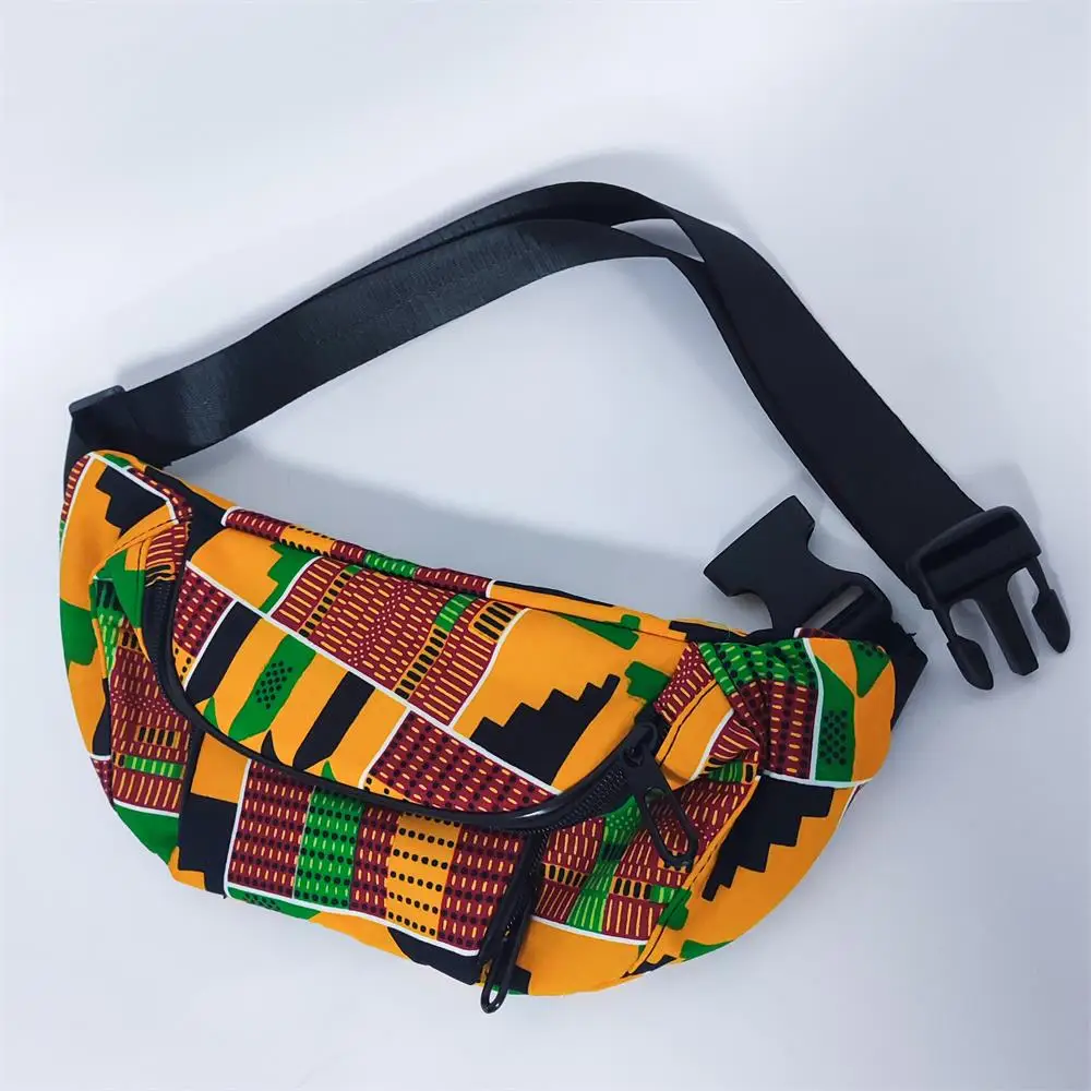

Kente Pattern African Fabric Waist Bag Accessories For Girls Daily Use