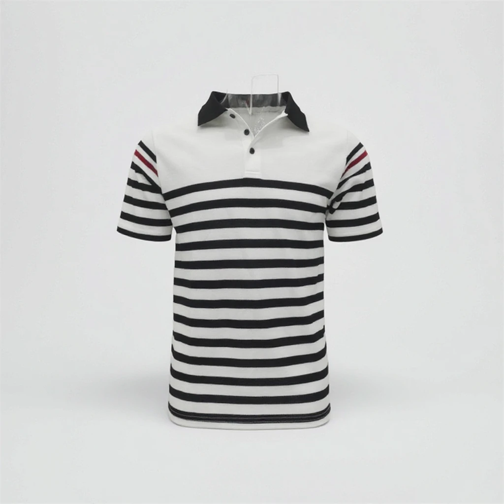 A538 Men's POLO Shirt Custom Woven T-Shirt With Striped Print Loose Lapel and Short-sleeved Sports Style