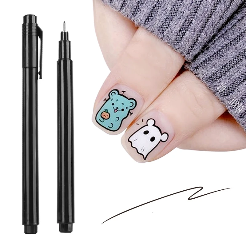 

High quality nail art graffiti pen Painting Drawing Liner Brush DIY Flower Abstract Lines letters Details nail art pen tools, Black